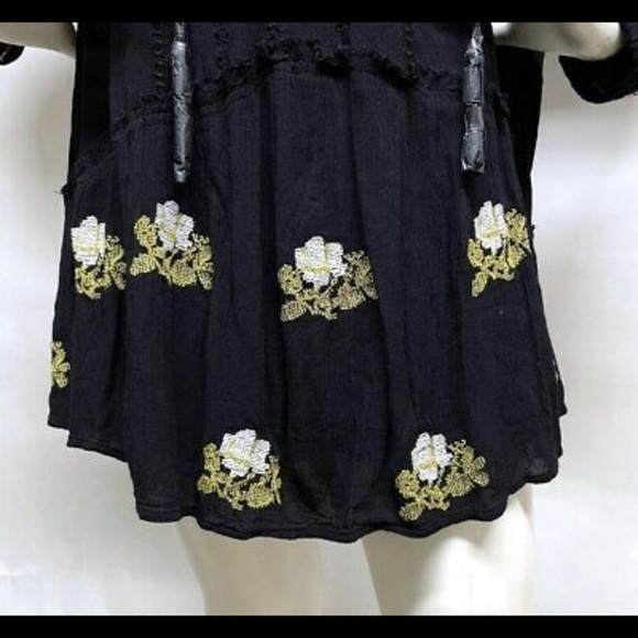 NWT Free People Women's Black Wild Horses Embroidered Mini Dress Medium - Picture 8 of 11